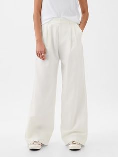 365 High Rise Linen-Cotton Trousers | Gap Gap Wide Leg Linen Pants, Gap Straight Hem Workwear Bottoms, Gap Straight Hem Bottoms For Work, Loosely Fitted Linen Pants For Workwear, Modern Linen Wide Leg Pants For Workwear, Gap Linen Pants For Spring, Gap Linen Spring Pants, Casual Linen Pants By Gap, Tailored High-waisted Linen Wide Leg Pants