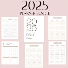 the 2020 planner bundle is shown on a pink background with text that reads,'2021 planner bundle '