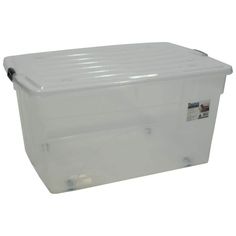 a large plastic storage box with lid