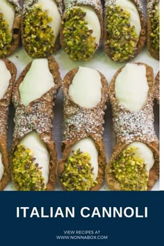 italian cannoli with white cream and pistachio sprinkled on top