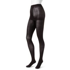 Hanes Premium Women's Tights Opaque - Black S Fitted Mid-rise Elastane Tights, Smoothing Fitted Short Leg Tights, Sleek Compression Thigh-high Bottoms, Mid-rise Stretch Tights, Solid Color Stretch Mid-rise Tights, High Waist Compression Hosiery In Solid Color, Solid Color High Waist Compression Hosiery, Classic Black Thigh High Bottoms, High Waist Tights With Comfort Stretch