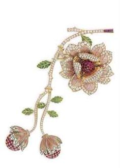 AN ENAMEL, DIAMOND AND RUBY FLOWER BROOCH Strawberry Vine, Ruby Brooch, Ruby Flower, Rings Ideas, Vintage Style Rings, Diamond Brooch, Joan Rivers, Top Drawer