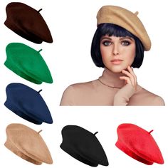 PRICES MAY VARY. ★PACKAGE: 6 pieces French-style beret hats, there are 6 colors, khaki, black, red, navy, brown, and green ★SIZE: French-style beret hat has an outer diameter of 10.6 inches / 27 cm, and the inner diameter of the hat is 5.3 inches / 13.5cm ★COMFORTABLE MATERIAL: French-style beret hat is made of pure wool, comfortable to wear, hat is not easy to shrink or pilling ★EASY TO MATCH CLOTHES: French-style beret hats come in six colors. You can choose your favorite hat to match your bea House Theater, Lady Hat, Style Beret, Beret Hats, Outdoor Hat, Hat Wool, Hat Beret, Wool Berets, Outdoor Hats