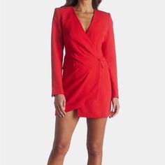 Bought This For A Christmas Party But Went With Another Option! It’s Gorgeous And Very Quality. Red V-neck Mini Dress For Holiday, Chic Red V-neck Dress For Formal Occasions, Chic V-neck Dress For Holiday Party, Red V-neck Dress For Spring Date Night, Red V-neck Mini Dress For Party Season, Chic Red V-neck Dress For Fall, Chic Red V-neck Mini Dress, Spring Red V-neck Dress For Night Out, Elegant Red V-neck Dress For Date Night