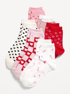 pack includes 6 pairs of socks in different seasonal prints notched toe seams for comfort online exclusive one sizemachine wash according to the care instruction label  . Best Holiday gift for Women , perfect Socks for Christmas! Cute Valentines Day Gifts For Friends, Hope Scope, Valentines Basket Ideas, Valentine Socks, Socks For Christmas, Nice Socks, Valentines Basket, Valentines Socks, Heart Socks