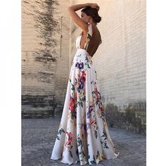 Sleeveless Backless Long Boho Dress Price: 60.00 & FREE Shipping #dreamcatchermalaysia #nativeamericanprincess#bohochicjewelry #gypsydecor #spiritualit #meditationclass Sukienki Maksi, Long Sundress, Maxi Robes, Floral Print Maxi Dress, Floral Print Maxi, Women Maxi, 인물 사진, Same Style