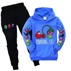 Hoodie &amp; Pants For Kids Blue Casual Sweatshirt With Cartoon Print, Playful Fleece Sweatshirt For Fall, Blue Winter Sweats For Leisure, Playful Winter Loungewear Sweatshirt, Playful Blue Winter Sweatshirt, Playful Sweatshirt For Fall Loungewear, Trendy Blue Winter Sweats, Playful Fall Loungewear Sweatshirt, Playful Fleece Sweatshirt For Winter