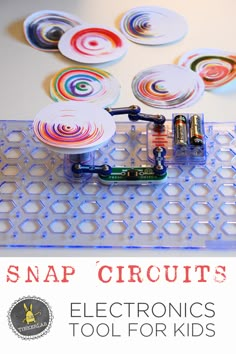 the cover of snap circuit's engineering tool for kids is shown with colorful circles