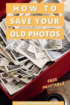 a red suitcase filled with old photos and the words how to save your old photos