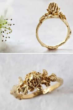 Gold succulent ring for jewelry and plant lovers. Hand-sculpted in stunning details, this 14K gold filled ring features a succulent inspired by the artichoke family. The intricate details make this ring a unique gift idea for her birthday or anniversary. #botanticaljewelry #flowerring #jewelrylovers #carvedring #giftforher #succulentring Handmade Gold Flower Ring Nature-inspired, Handmade Gold Flower Ring, Nature-inspired, Gold Nature-inspired Jewelry With Rose Cut Diamonds, Nature-inspired Gold Jewelry With Rose Cut Diamonds, Nature-inspired Yellow Gold Jewelry With Rose Cut Diamonds, Recycled Gold Nature-inspired Promise Ring, Handmade Nature-inspired Yellow Gold Rings, Nature-inspired Recycled Gold Promise Ring, 14k Gold Nature-inspired Ring