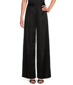 Muse by Marchesa Spruce Satin High Rise Pleated Point Straight Tuxedo Coordinating Pants | Dillard's Sleek Silk Straight Leg Pants, Silk Wide Leg Pants For Evening, Silk High-waisted Wide Leg Evening Pants, High-waisted Silk Wide Leg Pants For Evening, Silk High-waisted Wide Leg Pants For Evening, High-waisted Satin Pants For Work, Formal High-waisted Satin Pants, High-waisted Satin Pants For Formal Occasions, Sleek Wide-leg Silk Pants