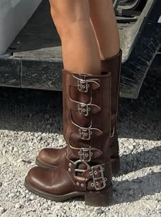 Miu Miu Leather Boots, Miu Miu Riding Boots, Mui Mui Boots, Miu Miu Buckle Boots, Miu Miu Biker Boots Outfit, Biker Boots Aesthetic, Miu Miu Fall 2024, Miu Miu Biker Boots, Miu Miu Boots Outfit