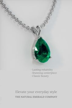 Step into the world of fine jewelry with a pendant that perfectly blends aesthetic elegance and modern design, setting the tone for 2024's jewelry trends. This 4.70 Ct pear-shaped emerald solitaire, set in 18K white gold, is more than just a gemstone pendant—it's a piece of fairy tale jewelry fit for a princess. Whether you’re seeking wedding jewelry that exudes timeless beauty or a bespoke design that captures celebrity allure, this pendant stands as a testament to sophistication and style. Embrace the magic of a modern, princess-inspired pendant that’s as unique as your love story. Pear-shaped Emerald Gemstone Necklace For Formal Events, Pear-shaped Emerald Gemstone Necklace For Formal Occasions, Teardrop Emerald Gemstone Necklace For Formal Occasions, Green Briolette Emerald Necklace For Formal Occasions, Formal Green Briolette Emerald Necklace, Formal Briolette Green Emerald Necklace, Classic Emerald Necklace For Formal Occasions, Green Emerald Drop Necklace For Formal Occasions, Green Drop Emerald Necklace For Formal Occasions