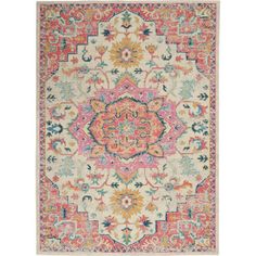 Stylize your home by adding this Passion Ivory/Pink 5 ft. x 7 ft. Persian Vintage Area Rug. It works well in a living room, bedroom and other spaces around your home. It features polypropylene fibers for durability. Persian Motifs, Target Rug, Pink Area Rug, Blue Elephants, Transitional Area Rugs, Vintage Area Rugs, New Wall, Colorful Drawings, Pink Rug