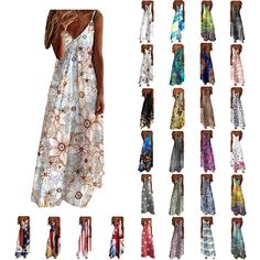 PRICES MAY VARY. 👗【Quality Fabric】Made of high quality fabric,womens summer dresses are soft and breathable,no wrinkles and comfortable. Every summer dresses for women has its own design and pattern, showing more fashionable and making you unique. Show your beauty in dressing fashion dress.Pair with your favorite high heels or sandals, enjoy your cool summer days! 👗【Style】Summer beach vacation dress, casual sleevelss, regular fit v-neck, boho floral print, spaghetti strap, maxi dresses with si Womens Summer Wardrobe, Beach Maxi Dresses, Summer Dresses Maxi, Dress For Vacation, Women's Summer Dresses, 2023 Beach, Casual Maxi Dresses, Ross Dresses, Vacation Clothing