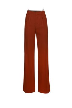 GALEN Trousers in Brick - New Arrivals - Petar Petrov ® Brown Wide Leg Full Length Pants For Formal, Brown Wide Leg Full Length Pants For Formal Occasions, Chic Brown Wide Leg Full-length Pants, Brown Full Length Wide Leg Pants For Formal Occasions, Chic Brown Wide Leg Full Length Pants, Chic Brown Full-length Wide Leg Pants, Chic Brown Full Length Wide Leg Pants, Luxury Brown Workwear Bottoms, Luxury Brown Bottoms For Workwear