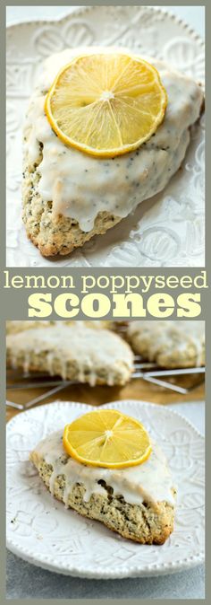 lemon poppy seed scones on a white plate