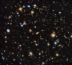 an image of many different objects in the dark sky with stars all around them,