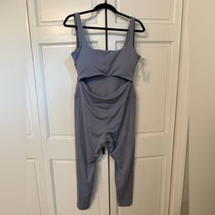 Brand New, Never Worn. A Beautiful Blue/Gray Jumpsuit. Sleeveless Athleisure Bodysuit For Loungewear, Blue Sporty Bodysuit For Loungewear, Sporty Blue Bodysuit For Loungewear, Sporty Jumpsuits And Rompers For Leisure, Sleeveless Athleisure Jumpsuits And Rompers For Leisure, Sleeveless Athleisure Jumpsuit For Leisure, Athleisure Jumpsuit, Gray Jumpsuit, Grey Jumpsuit