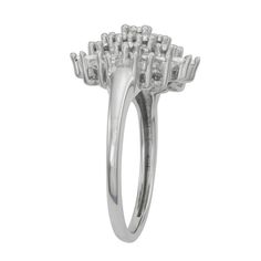 Fall in love with the elegant design of this Jewelexcess 3/4 carat T.W. diamond ring.Click on this JEWELRY & WATCHES GUIDE to learn about fit, styles, materials and more! Width: 13.80 mm Metal: sterling silver Plating: sterling silver Finish: polished Nickel freeDIAMOND DETAILS Total weight: 3/4 ct. Shape: round, baguette Setting: prong Diamond weights are approximate. Diamond Total Weights may vary between .01 and .13 ct. Some diamonds consist of fewer than 17 facets. Gemstones may have been tr Timeless Silver Diamond Ring With Baguette Cut, Timeless Silver Baguette Cut Diamond Ring, Silver Diamond Ring With Baguette Cut, Classic Vvs Clarity Cluster Ring, Diamond Cluster Ring Baguette Cut For Promise, Diamond White Baguette Cut Halo Ring For Anniversary, Timeless Cluster Ring With Single Cut Diamonds, Baguette Cut Diamond Cluster Ring For Promise, Baguette Cut Cluster Ring With Single Cut Diamonds