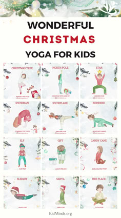 Get ready to stretch, breathe, and have fun with these 12 Christmas-theme yoga poses for kids. Just like Santa and his reindeer, these poses will take children on an imaginary journey through the holiday season.  #kidsactivities #kidsyoga #christmas4kids #kidminds #braingym #mindfulchildhood #yoga4kids #creativelearning Christmas Yoga Poses, Natal Baby, Preschool Yoga, Christmas Yoga, Yoga Christmas, Yoga Poses For Kids, Christmas Coloring Pages For Kids, Poses For Kids, Free Christmas Coloring Pages