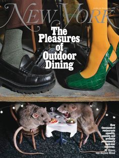 the cover of new york's magazine features two mice eating out of a table