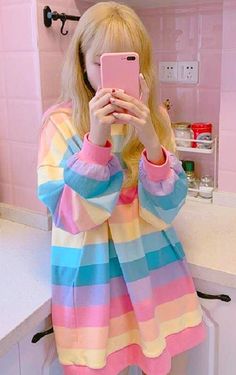 PASTEL GOTH RAINBOW LONG SLEEVE TEE sold by Foreveronline on Storenvy Pastel Grunge Outfits, Warm Outfit Ideas, Street Wear Jacket, Outfit Cold Weather, Cold Weather Fits, Kawaii Hoodies, Warm Outfit, Harajuku Hoodie, Trendy Cardigans