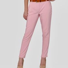 These Crop Trousers In A Nectar Pink Color Reaches Ankle Length Comfortable For Work Or Casual From Vero Moda New With Tag Size Eu 38 Waist Approx 30” Inseam Approx 26” Rise Approx 11.5” 69% Polyester, 25% Viscose, 6% Elastane Extra Button Belt Loops Fly Zip Button Hook Closure Summer Tapered Leg Elastane Pants, Summer Stretch Tapered Leg Pants, Spring Elastane Bottoms With Tapered Leg, Spring Elastane Tapered Leg Bottoms, Summer Ankle-length Elastane Dress Pants, Spring Tapered Leg Dress Pants For Office Wear, Ankle-length Elastane Dress Pants For Summer, Office Wear Spring Bottoms With Pockets, Spring Office Wear Bottoms With Pockets