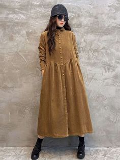 Winter Long Casual Dresses, Winter Dresses Plus Size Casual, Ladies Dresses Casual Winter, A Line Long Dress Casual Winter, Cheap Playful Winter Dresses, Winter Dresses Plus, Winter Casual Maternity Dresses, Long Sleeve Coduroy Dress, Casual Dresses For Winter Plus Size