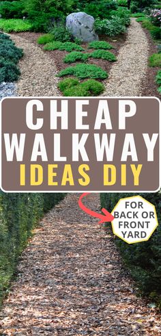 a sign that says, cheap walk way ideas diy for back or front yard