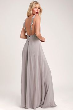 Meteoric Rise Light Grey Maxi Dress Flattering Bridesmaid Dresses, White Lace Maxi, Velvet Bridesmaid Dresses, Full Maxi Skirt, Affordable Bridesmaid Dresses, Grey Maxi, Grey Maxi Dress, Bridesmaid Dresses Online, Maxi Dress Wedding