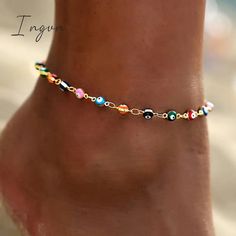 Bohemian Colorful Turkish Eyes Anklets for Women Butterfly Flower Zircon Shell Cat Ankle Bracelet Summer Beach Foot Leg Jewelry window.adminAccountId=200675524; Leg Jewelry, White Summer Shirt, Anklets For Women, Fall Winter Coat, Bracelet Summer, Turkish Eye, Spring Blouses, Beige Plaid, Black And White Shirt