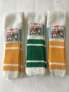 Vintage, deadstock, men’s, 1970s-1980s, NOS NWT, Hanes brand, Red Label, white Orlon-Acrylic-Nylon blend, striped Gym Tube Socks Lot of 3 Pair, made in USA. Classic, retro, old-school, throwback Athletics, Active Sports Socks Bundle featuring green and gold-yellow stripes and original labels. Unworn, unused, good condition, see pics. Adult size 9-15. Please compare with an item that fits well. No returns. Sold “as is”. Write with questions. 20% restocking charge on returns. Retro Socks, Striped Tube Socks, Surf Logo, Socks Packaging, Retro 9, Vintage Socks, Mens Dress Socks, Red Label, Tube Socks