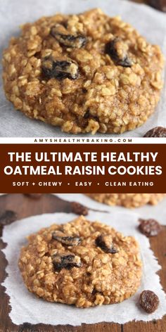 Don't miss out on this healthy baking idea! Soft and chewy with lots of cinnamon, these healthy oatmeal raisin cookies are the BEST you'll ever eat. Save this healthy dessert recipe and make these amazing oatmeal cookies! Oatmeal Raisin Cookies Almond Flour, All Natural Cookie Recipes, Low Cal Oatmeal Raisin Cookies, Oat Flour Raisin Cookies, Weight Watchers Oatmeal Raisin Cookies, Clean Oatmeal Raisin Cookies, Oat Raisin Cookies Healthy, Oatmeal Gf Cookies, Moist Chewy Oatmeal Raisin Cookies