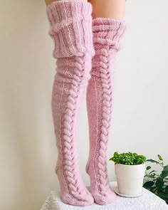 ♥These knitted stockings can be used with bed thigh high socks to keep your feet warm on cool winter nights, as well as while you mess around the house and watch TV in slippers or shoes. ♥The top is elastic, so you don’t worry about it falling off when you walk. Made of soft material, will not cause skin itching. Perfect for chilly weather. ♥ These custom socks can be compared to sexy open crotch lingerie ♥ These long socks will give you warmth and comfort ♥ Ingredients: alpaca, wool, angora, mo Woolen Socks, Over The Knee Socks, Knitted Socks, Thigh High Socks, Long Socks, Knee Socks, Komplette Outfits, Mode Vintage, Leg Warmers