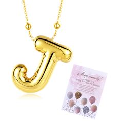 PRICES MAY VARY. Bubble Letter Necklace: Unleash your inner fashionista with the Bubble Necklace. This shiny bubble letter necklace adds a subtle, playful touch to your look, giving you the perfect accent for any outfit. Bubble Alphabet Pendant -- You can choose letters related to your name, family and friends. This is a meaningful gift for your loved one. Material: Dainty Gold Balloon Initial Necklace made of thick 14K Gold Over ( gold plating is five times thicker than other products ) , the n Birthday Gift Necklace With Hallmark, Gold Necklace For Birthday Gift, Birthday Gift Jewelry: Initial Pendant, Initial Pendant Necklace For Birthday And Valentine's Day, Gold Charm Necklace For Birthday And Valentine's Day, Gold Necklaces For Birthday Gift, Gold Necklace For Birthday And Valentine's Day, Gold Jewelry For Birthday And Mother's Day, Gold Necklace For Birthday And Mother's Day