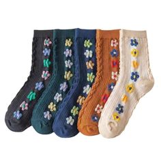 PRICES MAY VARY. Universal Size and Comfort: Fits women's shoe sizes US 5-11, providing a comfortable fit for various foot sizes. Made from high-quality cotton, these socks offer stretch and breathability, ensuring comfort throughout the day. They are designed to absorb sweat, making them suitable for all seasons, particularly ideal for spring and autumn wear. Vibrant and Adorable Designs: Express your personality with our range of colorful and cute socks featuring flowers, waffles, geometric pa Thrift Clothes, Flower Socks, Floral Socks, Flower 3d, Halloween Socks, Autumn Wear, Socks Cute, Fire Fits, Funny Socks