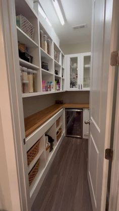 the pantry is clean and ready to be used as a storage area for various items