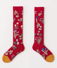 Boho Red Print Over The Calf SocksThese socks are made of: 80% Cotton, 20% SpandexCasual Style. Comfy & Soft. Machine Wash Cold. Do Not Bleach. Womens Spring Coat, Over The Calf Socks, Black Print Dress, Red Boho, Tunic Pattern, Spring Outfits Women, Calf Socks, Colorful Boho, Black Print