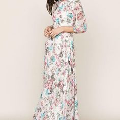 Nwt $268 Yumi Kim Woodstock Maxi Dress Full Of Love Blush Floral Gown Dr3298m Brand New With Original Tags And Never Worn! Per Yumi Kim: A Romantic Floral Print Complements The Elegant, Bohemian Feel Of Our Woodstock Floral Print Maxi Dress. Details Include A Full-Length Skirt, 3/4 Blouson Sleeves, And Hidden Back Zip. Designed In Nyc. Made In China. Dry Clean, Hand Or Machine Wash. Fully Lined. 100% Polyester Length: From Top Of Shoulder To Hem 60" Feminine Floor-length Maxi Dress For Dress Down, Long Sleeve Gown For Spring Garden Party, Spring Garden Party Gown With Long Sleeves, Pink Gown For Spring Garden Party, Summer Floral Print Full-length Dress, Pink A-line Maxi Dress With Floral Print, Summer Full Length Floral Print Dress, Floor-length Bridesmaid Gown For Spring, Spring Bridesmaid Floor-length Gown