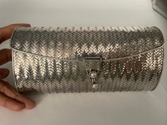 Purse Designer Silver Clutch For Formal Events, Designer Silver Clutch For Formal Occasions, Elegant Engraved Bags For Formal Occasions, Silver Clutch Evening Bag As A Gift, Silver Clutch Evening Bag Perfect As A Gift, Silver Clutch For Formal Occasions, Silver Clutch Evening Bag, Luxury Silver Evening Bag As Gift, Silver Formal Bags With Silver Accents