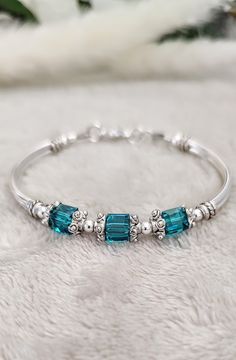 December Birthstone Bracelet Blue Topaz Bracelet Personalized - Etsy Stone Bracelet Ideas, Birth Stone Bracelet, Topaz Bracelet, Blue Topaz Bracelet, Memory Wire Bracelet, Birthstone Bracelet, Memory Wire Bracelets, Bracelet Blue, Birthstone Bracelets