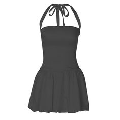 Please refer to our sizing chart for a guideline when choosing a size. 5 business days order processing time. 90% polyester 10% spandex Fitted Mini Halter Dress With Tie Back, Fitted Mini Length Halter Dress With Tie Back, Fitted Halter Dress With Tie Back, Mini Length, Fitted Mini Halter Dress With Ruched Back, Fitted Mini Length Halter Dress With Ruched Back, Flirty Fitted Mini Dress With Tie Back, Flirty Solid Color Mini Dress, Solid Color Backless Mini Dress For Beach, Flirty Stretch Mini Dress In Solid Color