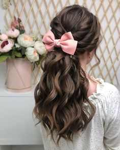 Bow Hairstyles, Valentine Hair, 13 Birthday, Birthday Hairstyles, Beautiful Braided Hair, Long To Short Hair, Braut Make-up, Hairstyle Inspo