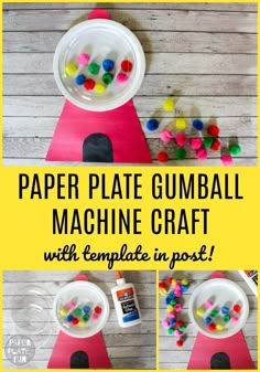 paper plate gumball machine craft with template in post and instructions to make it easy