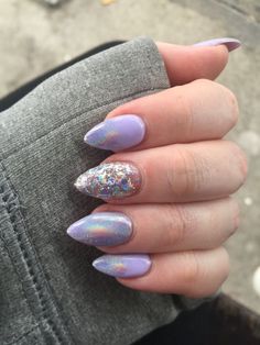 Unicorn nails and unicorn nail designs to try Edc Nails, Holographic Nail Designs, Milky Nails, Nail Envy, Ideas Nails, Holographic Nails, Dipped Nails