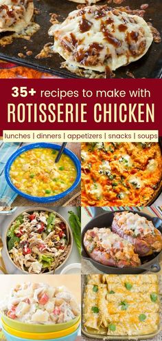 the best rotissee chicken recipe is shown in this collage with different pictures