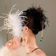 Romantic and elegant, feather hair clip is unique and great for party. Hair Glamour, Feather Hair Clips, Feather Hair, Feathered Hairstyles, Hair Clip, Hair Clips, Two By Two, Hair, White