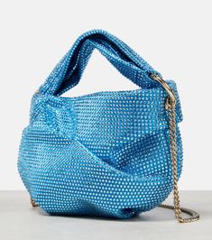 Bonny Crystal Embellished Tote Bag in Blue - Jimmy Choo | Mytheresa Cercei Din Lut Polimeric, Jimmy Choo Bag, Jimmy Choo Shoes, Purses Designer, Blue Bags, Clutch Handbag, Jimmy Choo, Dust Bag, Shoulder Strap