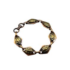 "Mixed Metal Mid Century Copper and Brass Chain Link Bracelet Handcrafted Jewelry This listing is for a mixed metal copper and brass links bracelet designer marked: - condition: very good measurement: 7.25\" long Please be aware that pictures are an important part of my description, please look at all photos and zoom in if needed. All my items are previously owned, I inspect everything carefully and try my best not to list items with major flaws or damage. Vintage and antique items often have we Gold Soldered Bracelet Jewelry, Gold Soldered Bracelet, Antique Bronze Metal Bracelets, Vintage Gold Bracelets With Copper, Vintage Gold Bracelets With Copper Material, Bronze Metal Bracelet With Patina, Vintage Oval Link Metal Bracelet, Bronze Metal Bracelets With Lobster Clasp, Bronze Metal Bracelet With Lobster Clasp